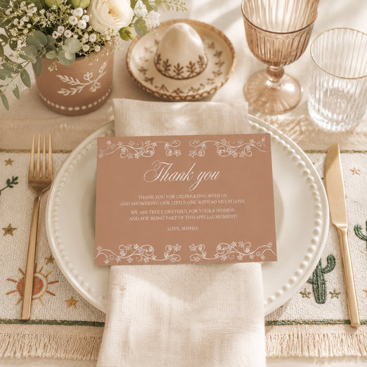 Cielito Lindo Brown — Baby Shower Thank You Card
