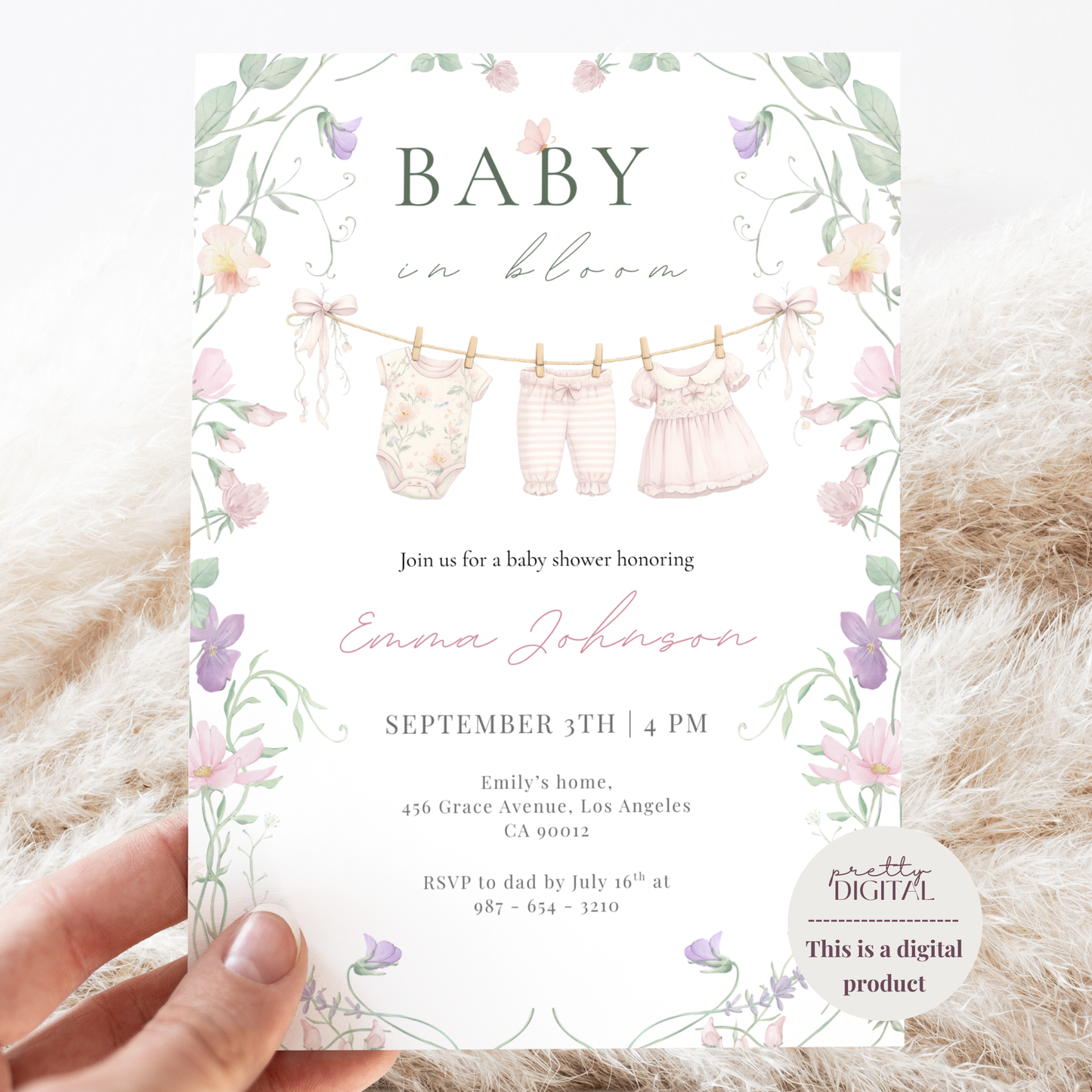 Floral Baby in Bloom Invitation
