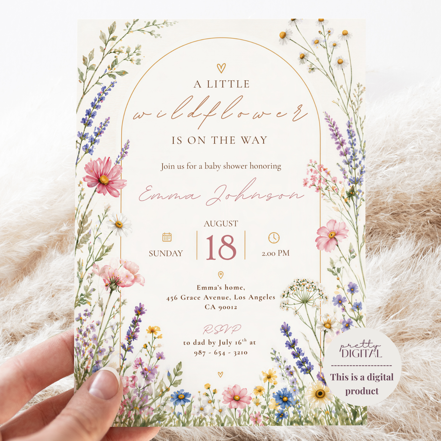Watercolor Baby in Bloom Invitation
