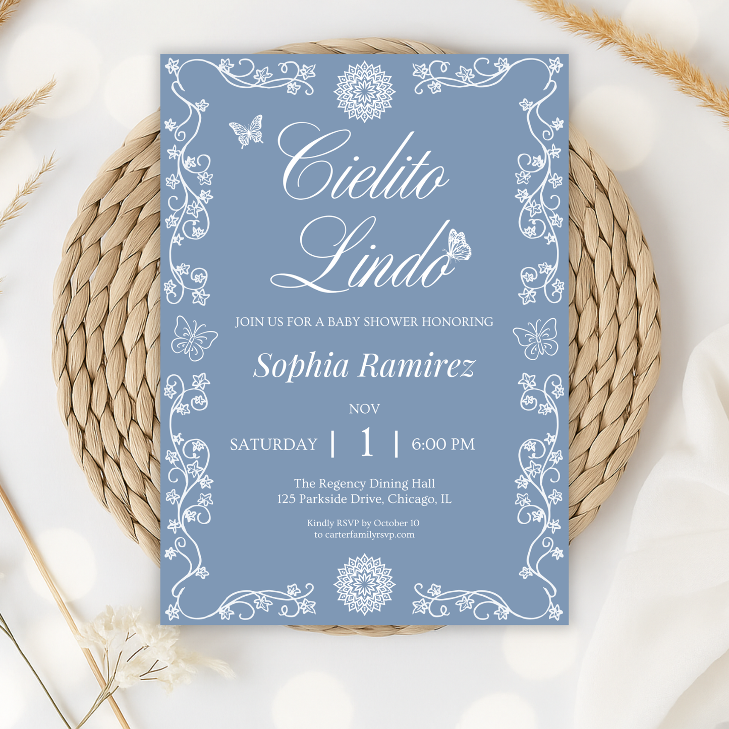 Cielito Lindo Blue — Baby Shower Invitation Template
