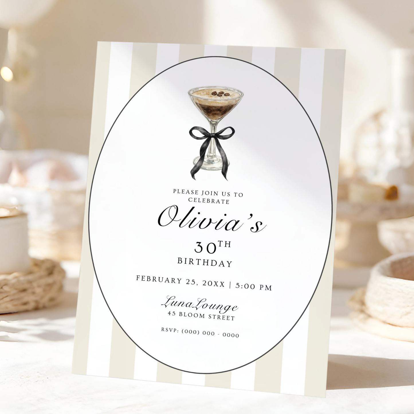 Espresso Martini 30th Birthday Invitation