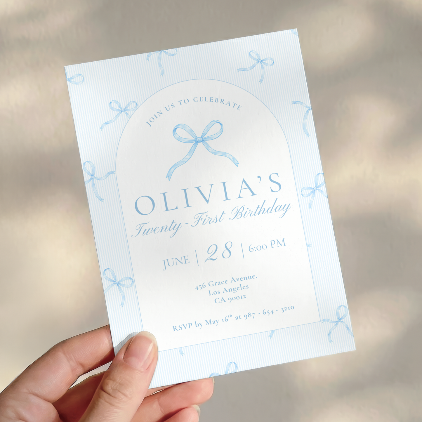 21st Birthday Invitation Ice Blue