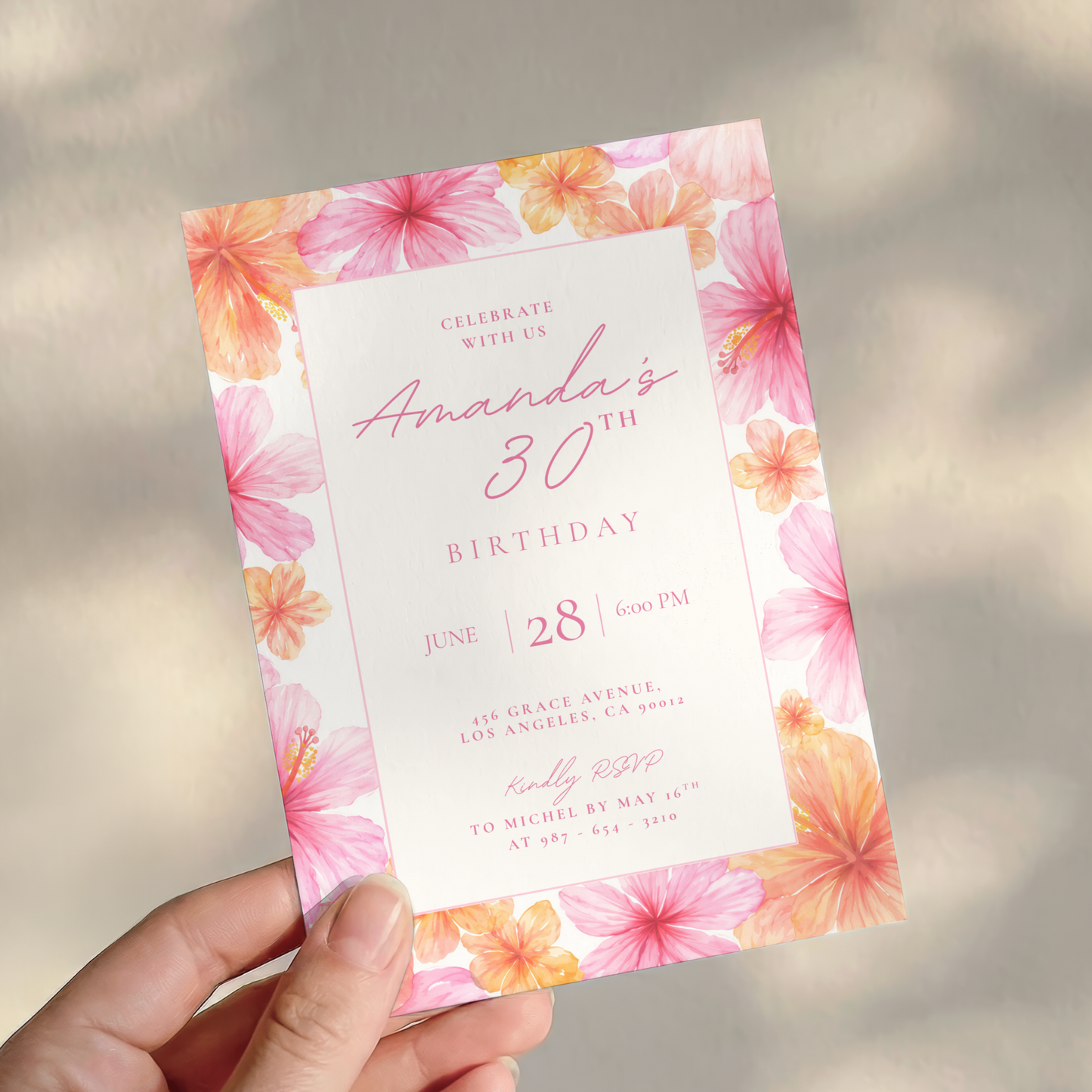 Exotic Floral 30th Birthday Invitation