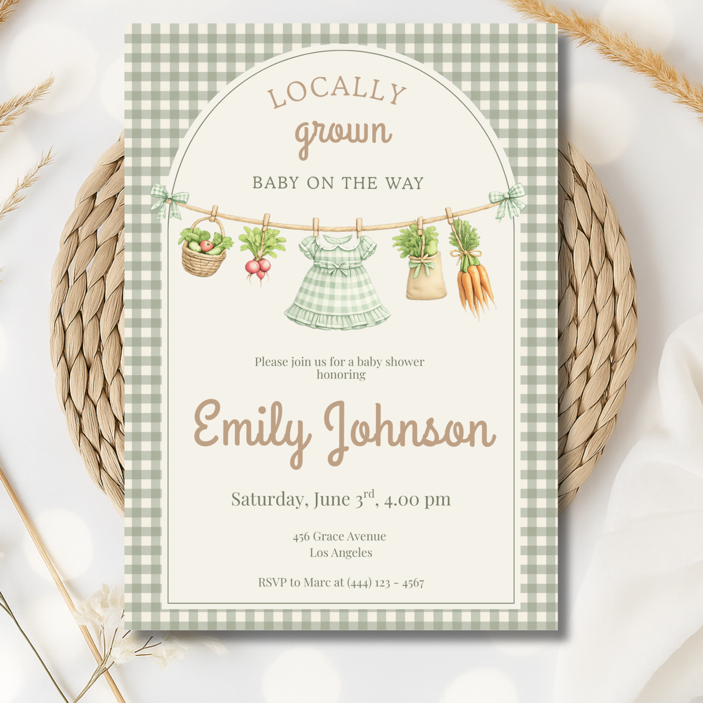 Locally Grown Baby Shower Invitation Girl