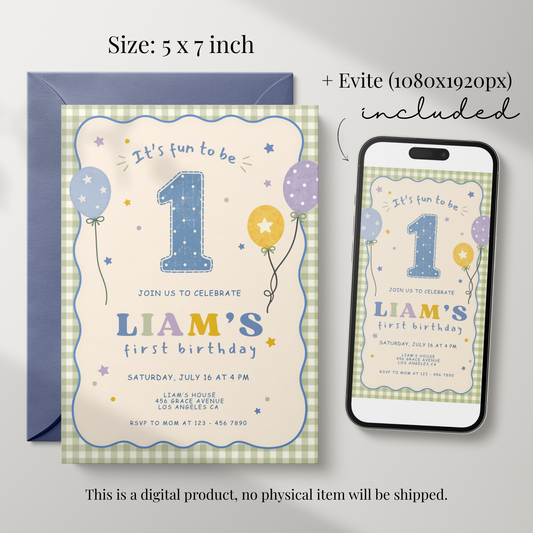 Fun To Be One First Birthday Invitation