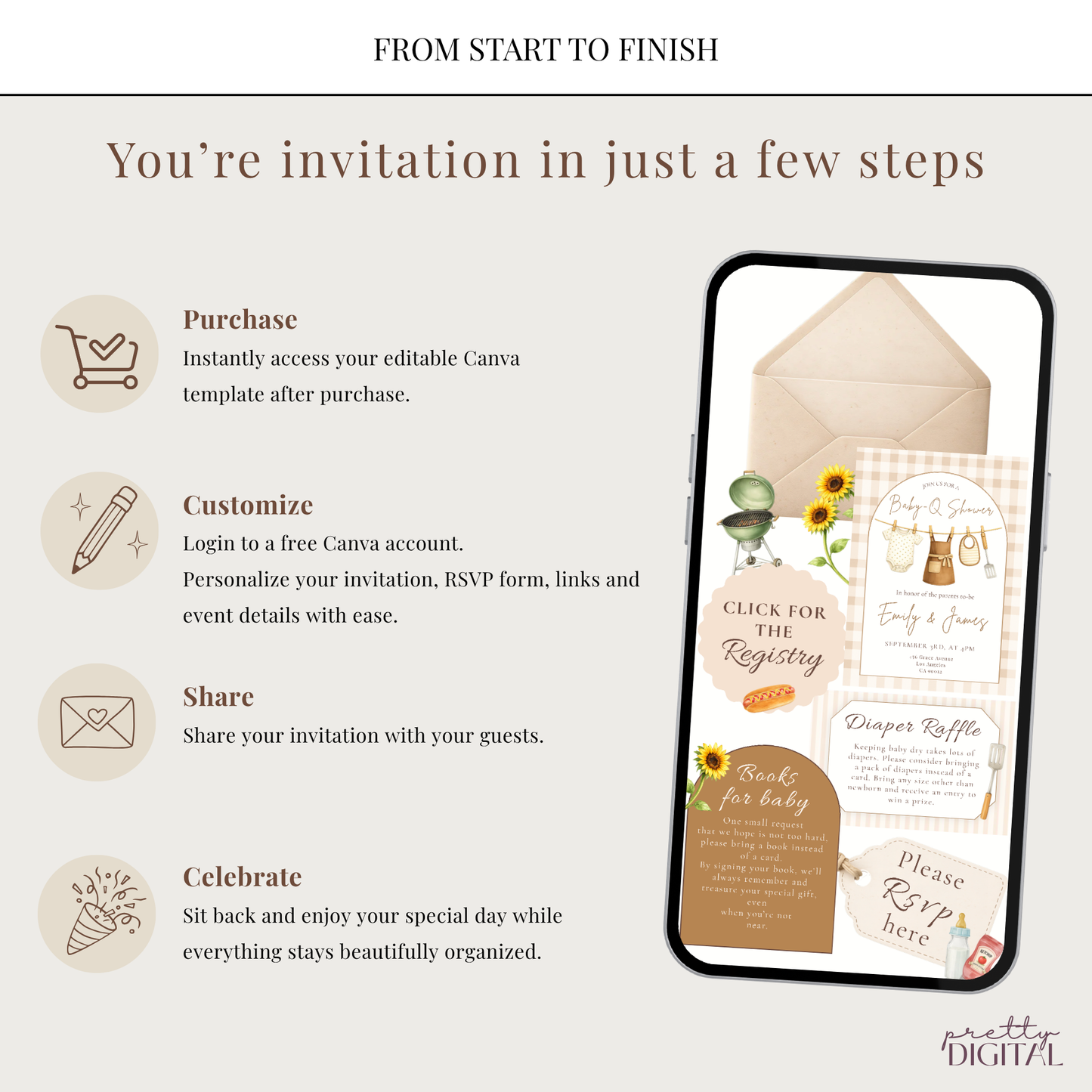 Baby-Q Baby Shower Invitation - Neutral Digital Invite