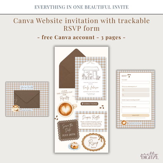 Café Bébé blue coffee baby shower digital invitation with RSVP – preview 2