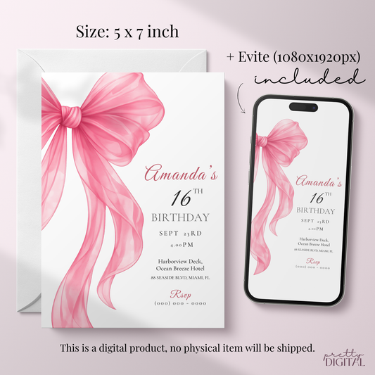 Modern Sweet 16 Invitation by Pretty Digital — view 2