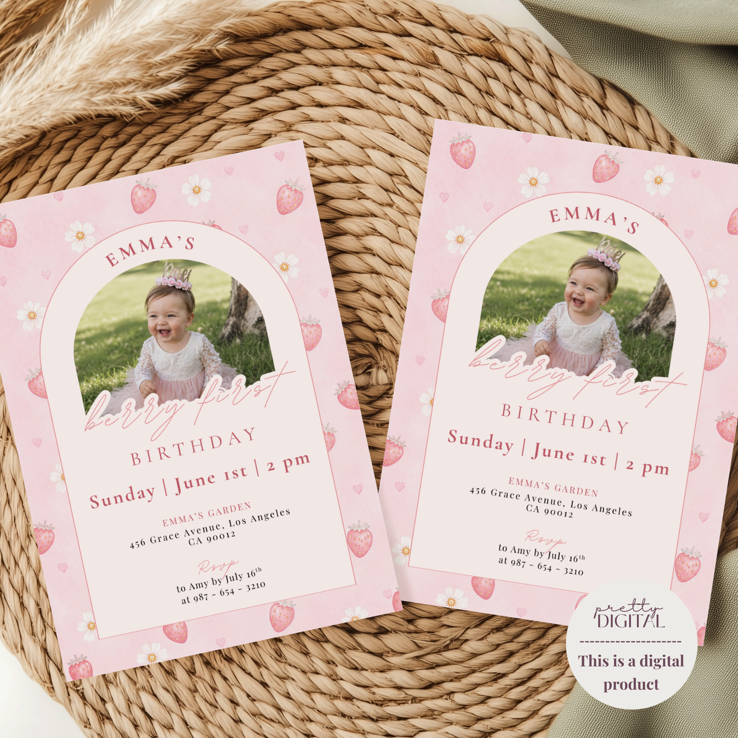 Pastel 1st Birthday Invitation for Girls by Pretty Digital — view 10