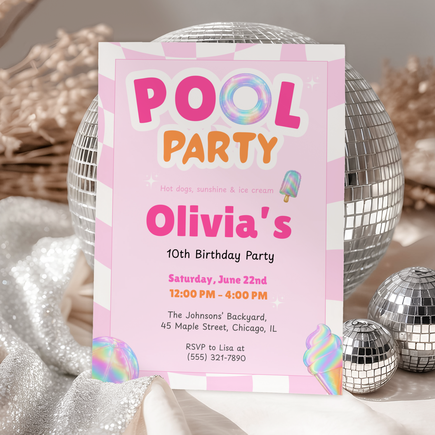 Pool Party — Sunshine & Splash Birthday Invitation Template by Pretty Digital — view 10