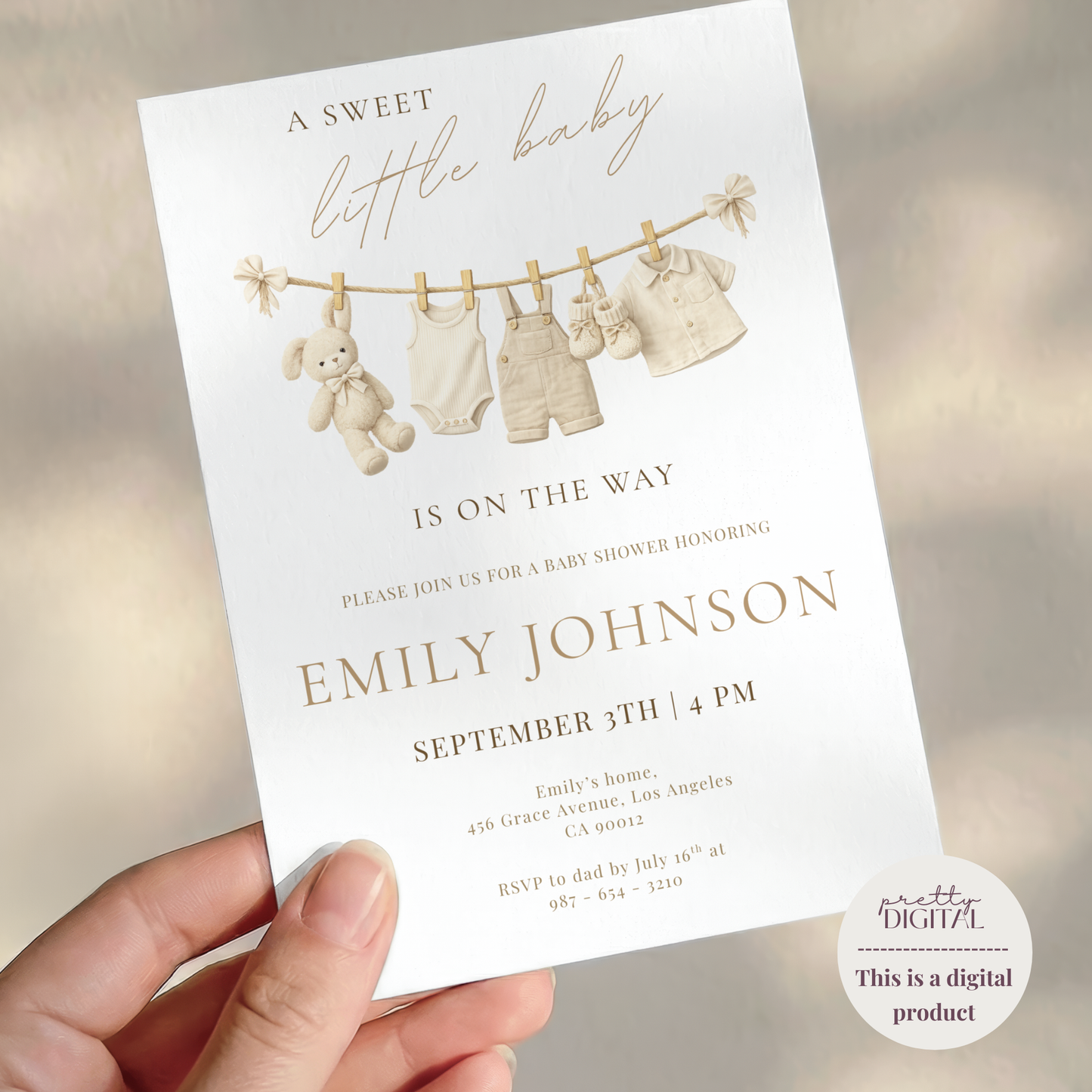 A Sweet Little Baby — Fall Baby Shower Invitation Template by Pretty Digital — view 10