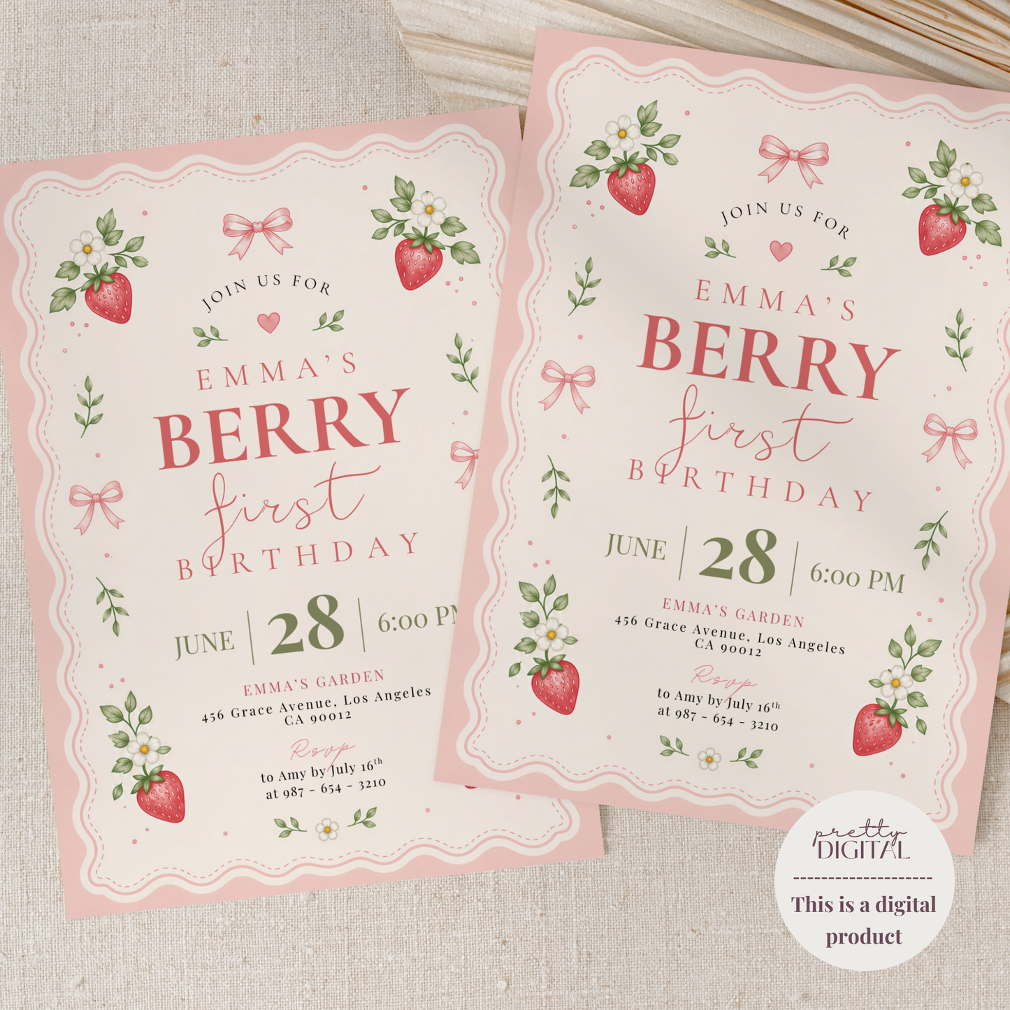 Berry First Birthday — 1st Birthday Invitation Template by Pretty Digital — view 10