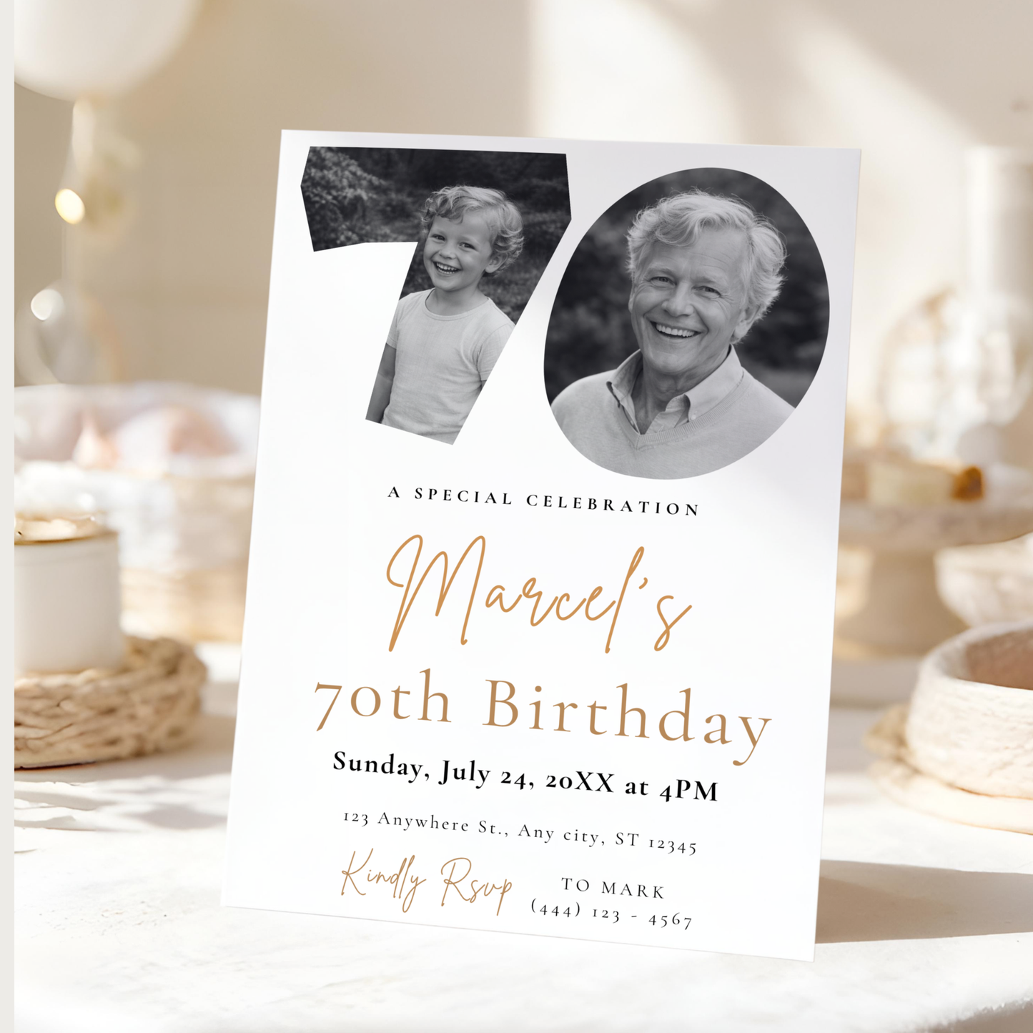 Classic 70th Birthday Invitation by Pretty Digital — view 10