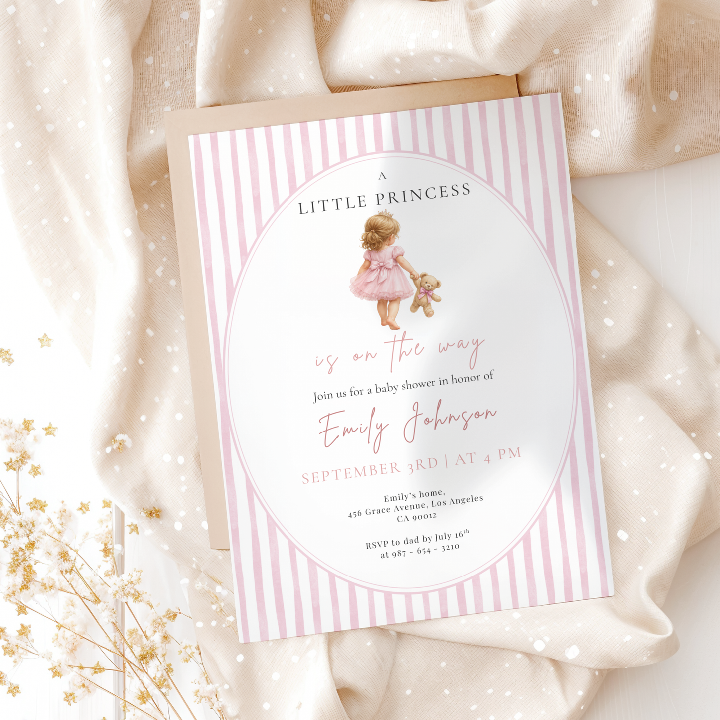 A Little Princess on the Way — Baby Girl Shower Invitation Template by Pretty Digital — view 10