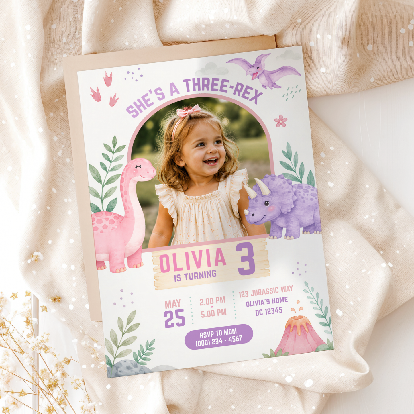 Dino-Rific Birthday — Dinosaur Birthday Invitation Template by Pretty Digital — view 10