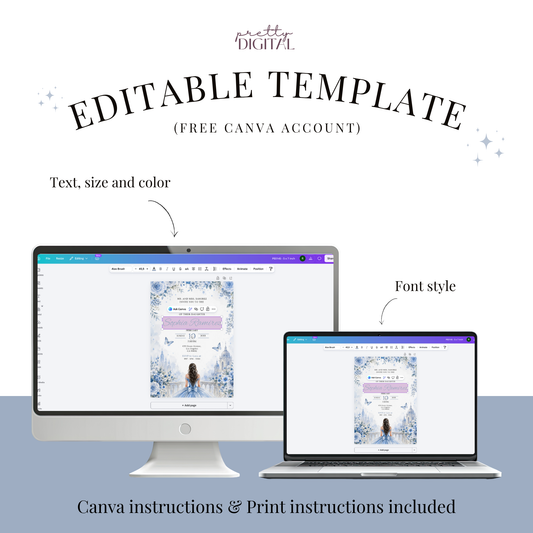 Burgundy invitation template by Pretty Digital — printable digital download