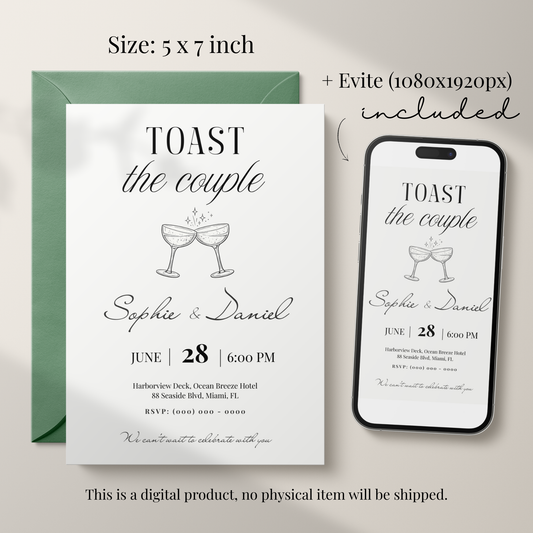 Toast the Couple — Engagement Party Invitation Template by Pretty Digital — view 2
