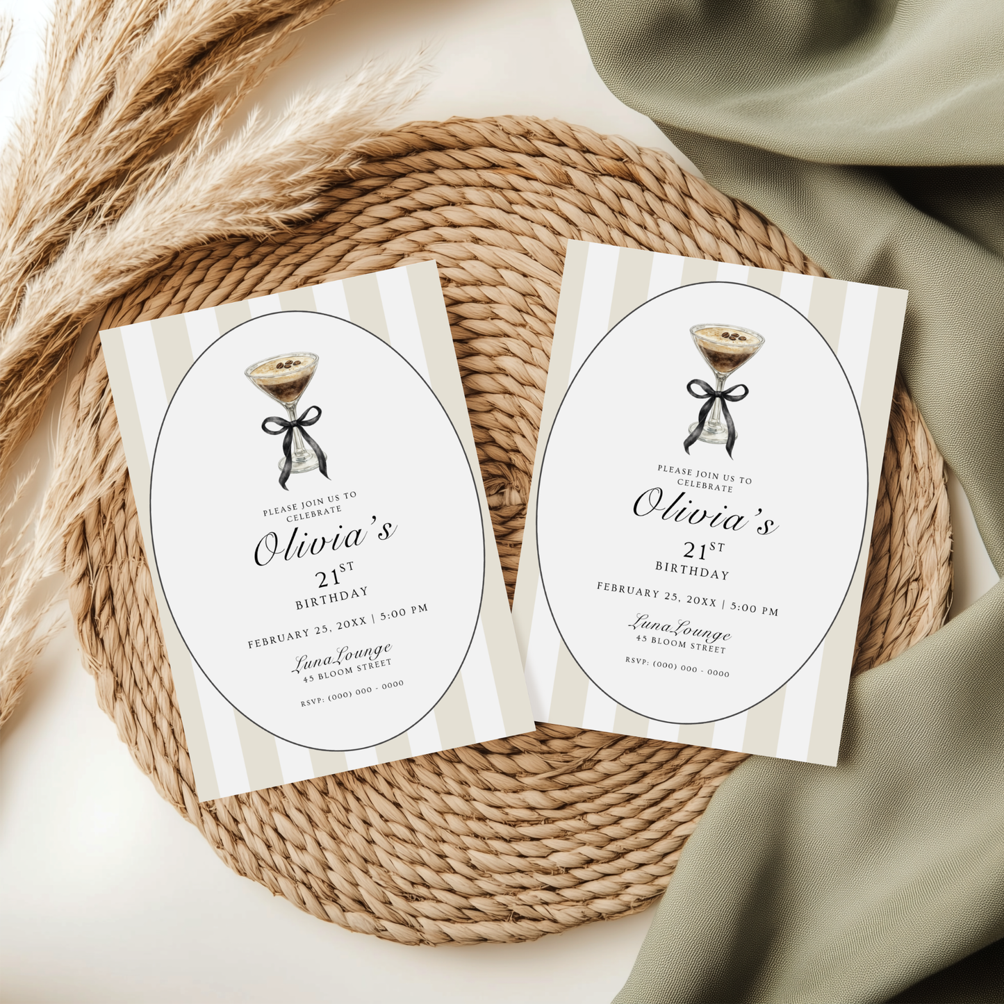 Espresso Martini 21st Birthday Invitation