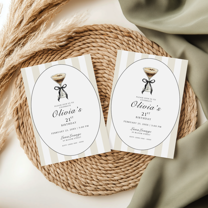Espresso Martini 21st Birthday Invitation