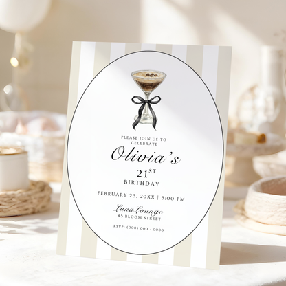 Espresso Martini 21st Birthday Invitation