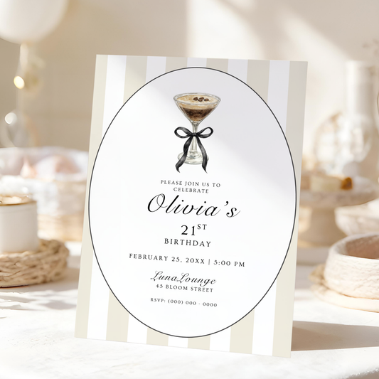 Espresso Martini 21st Birthday Invitation