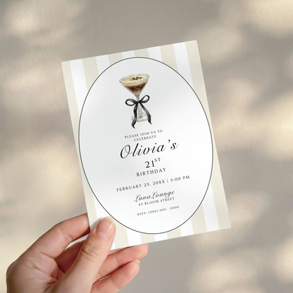 Espresso Martini 21st Birthday Invitation