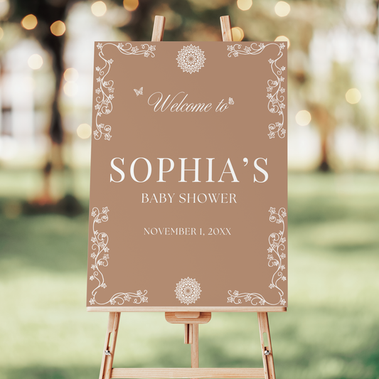 Cielito Lindo Brown — Baby Shower Welcome Sign