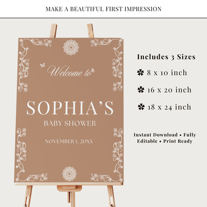 Cielito Lindo Brown — Baby Shower Welcome Sign