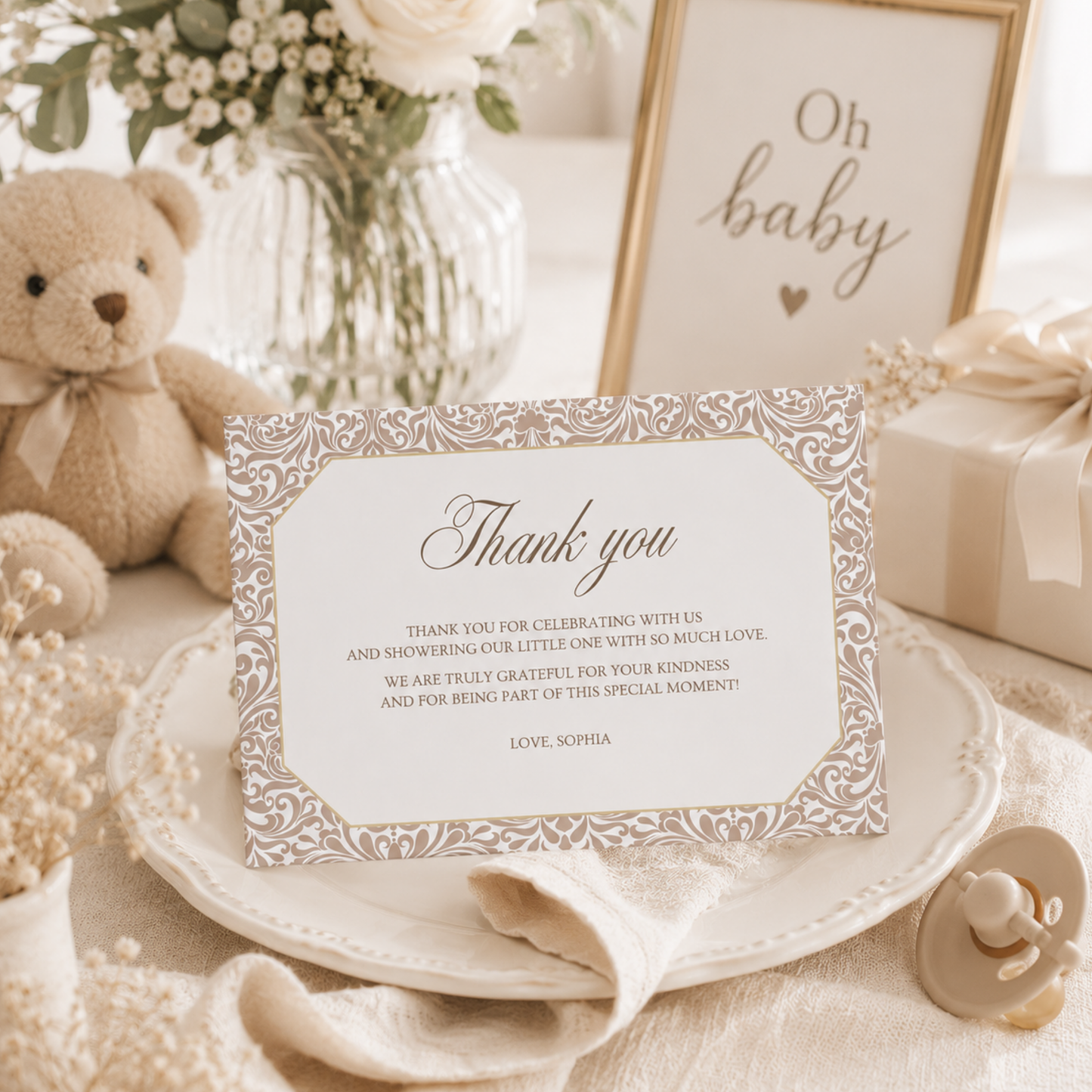 Cielito Lindo Brown — Baby Shower Thank You Card