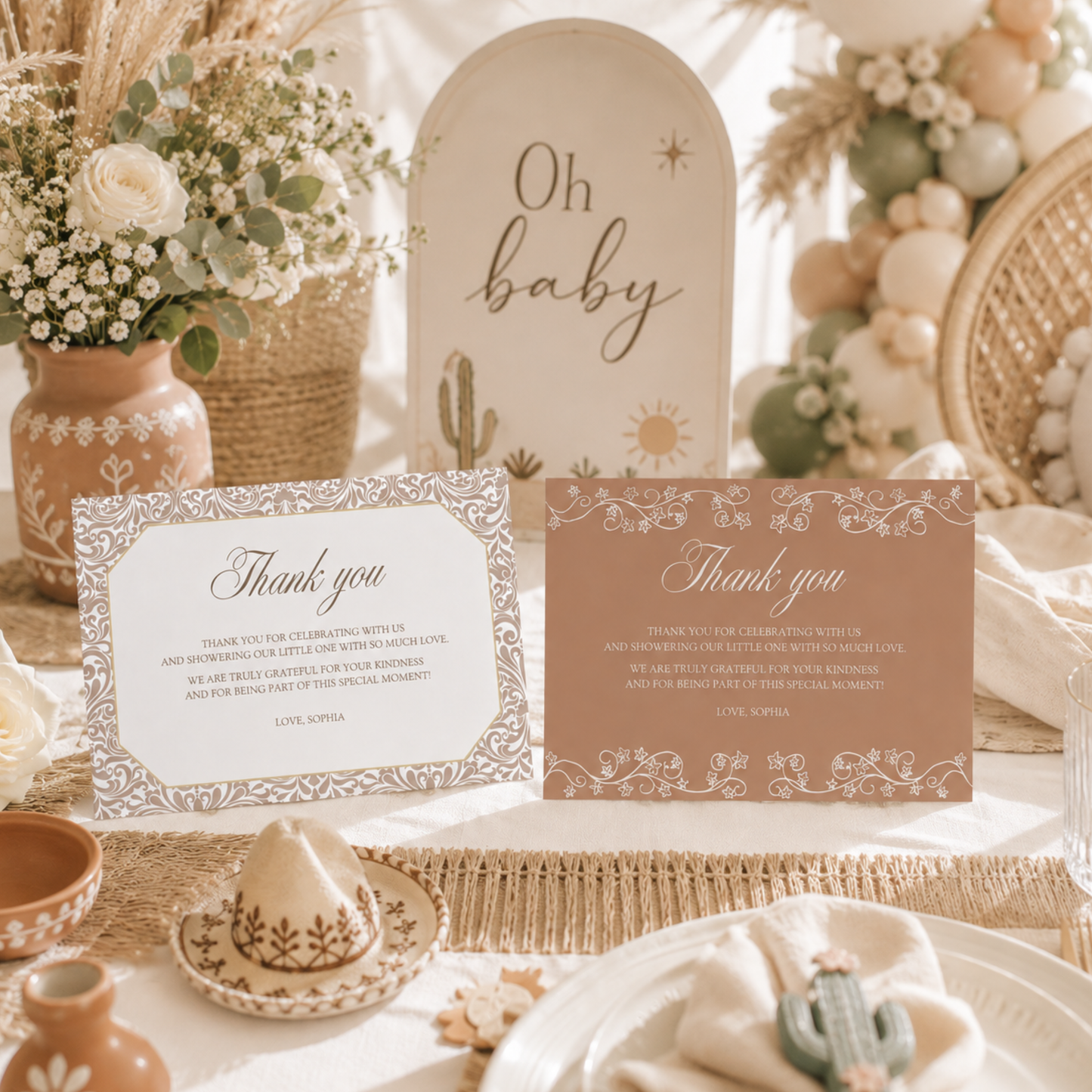 Cielito Lindo Brown — Baby Shower Thank You Card