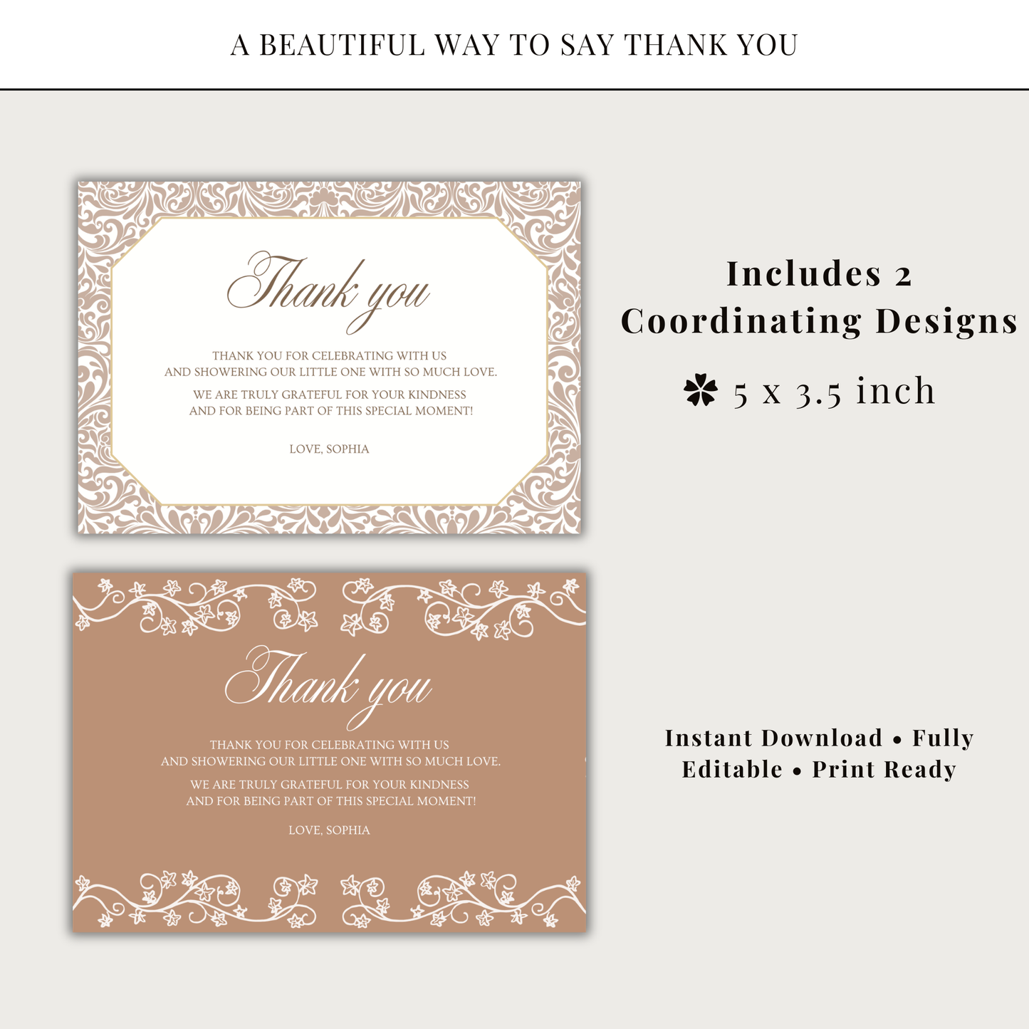 Cielito Lindo Brown — Baby Shower Thank You Card
