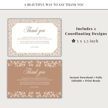 Cielito Lindo Brown — Baby Shower Thank You Card