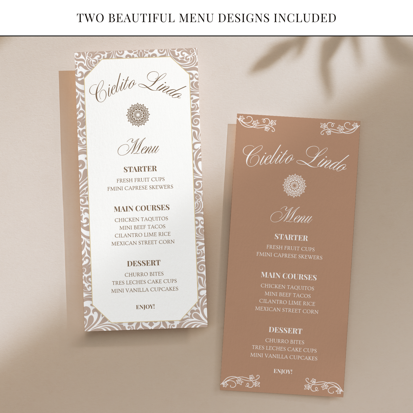 Cielito Lindo Brown — Baby Shower Menu