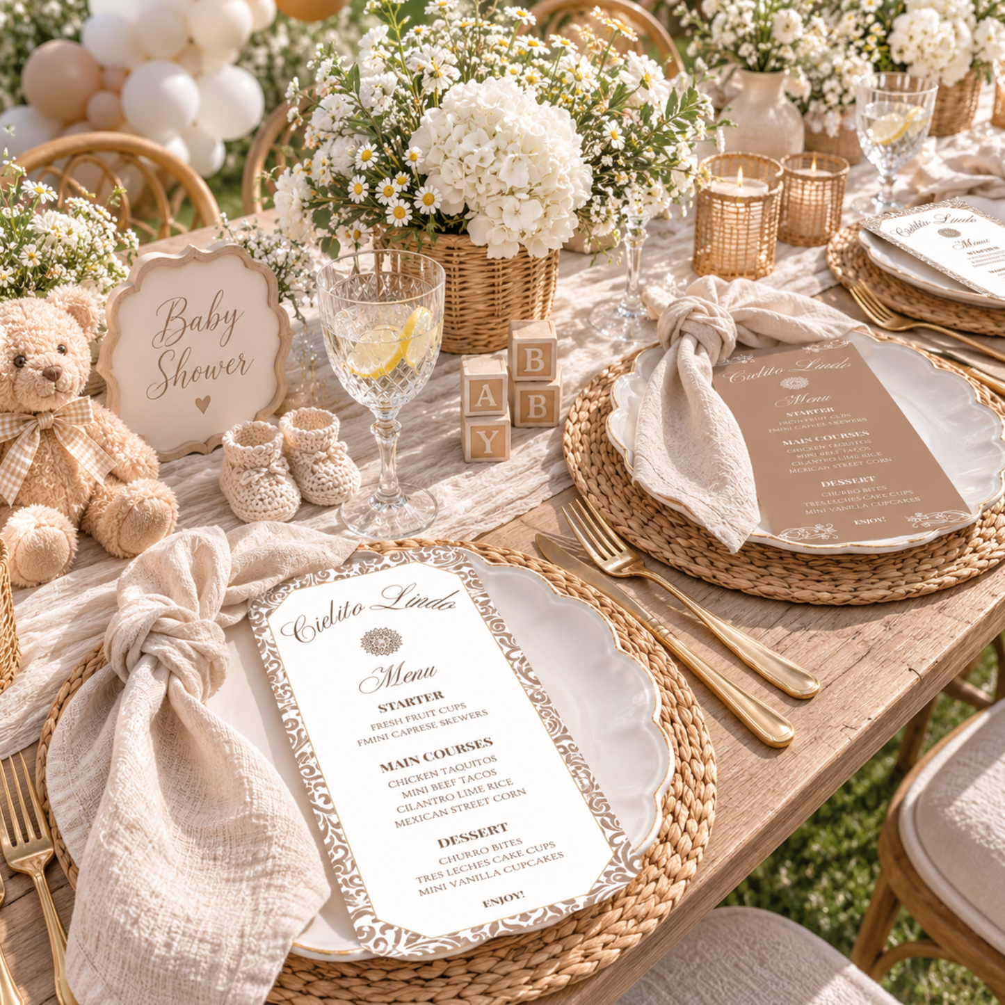 Cielito Lindo Brown — Baby Shower Menu