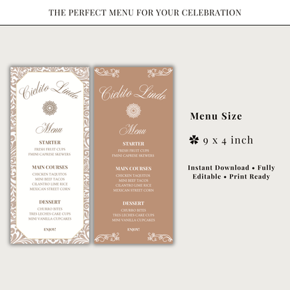 Cielito Lindo Brown — Baby Shower Menu