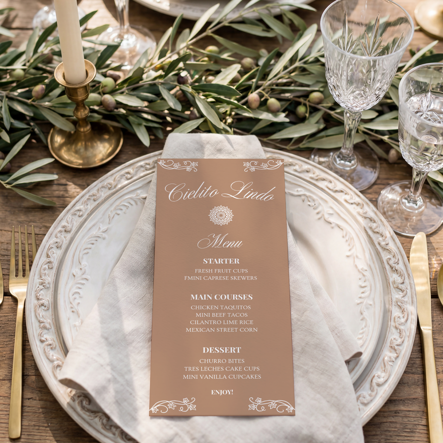 Cielito Lindo Brown — Baby Shower Menu