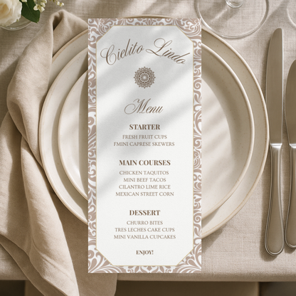 Cielito Lindo Brown — Baby Shower Menu