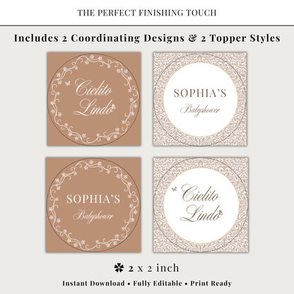 Cielito Lindo Brown — Baby Shower Cupcake Topper