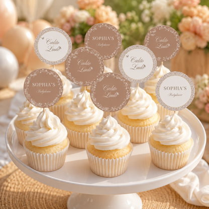 Cielito Lindo Brown — Baby Shower Cupcake Topper