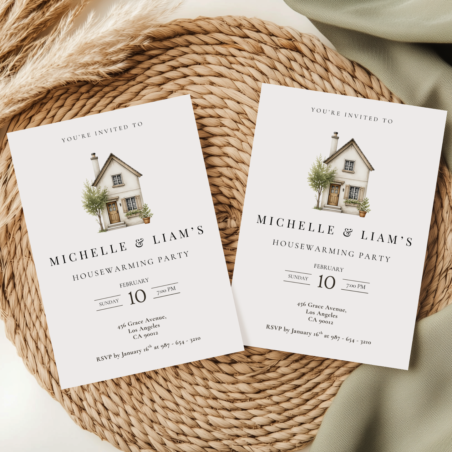Minimalistic Watercolor Housewarming Invitation