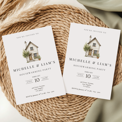 Minimalistic Watercolor Housewarming Invitation