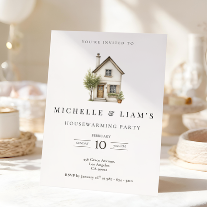 Minimalistic Watercolor Housewarming Invitation