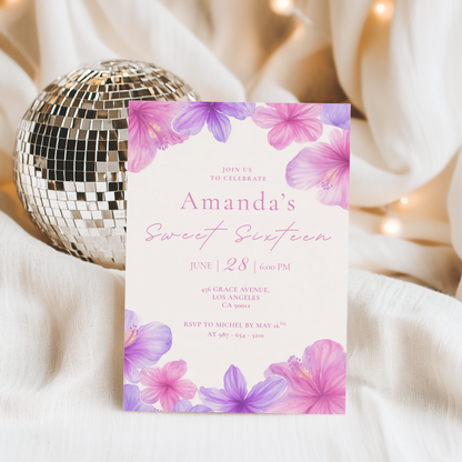 Floral Sweet Sixteen Birthday Invitation