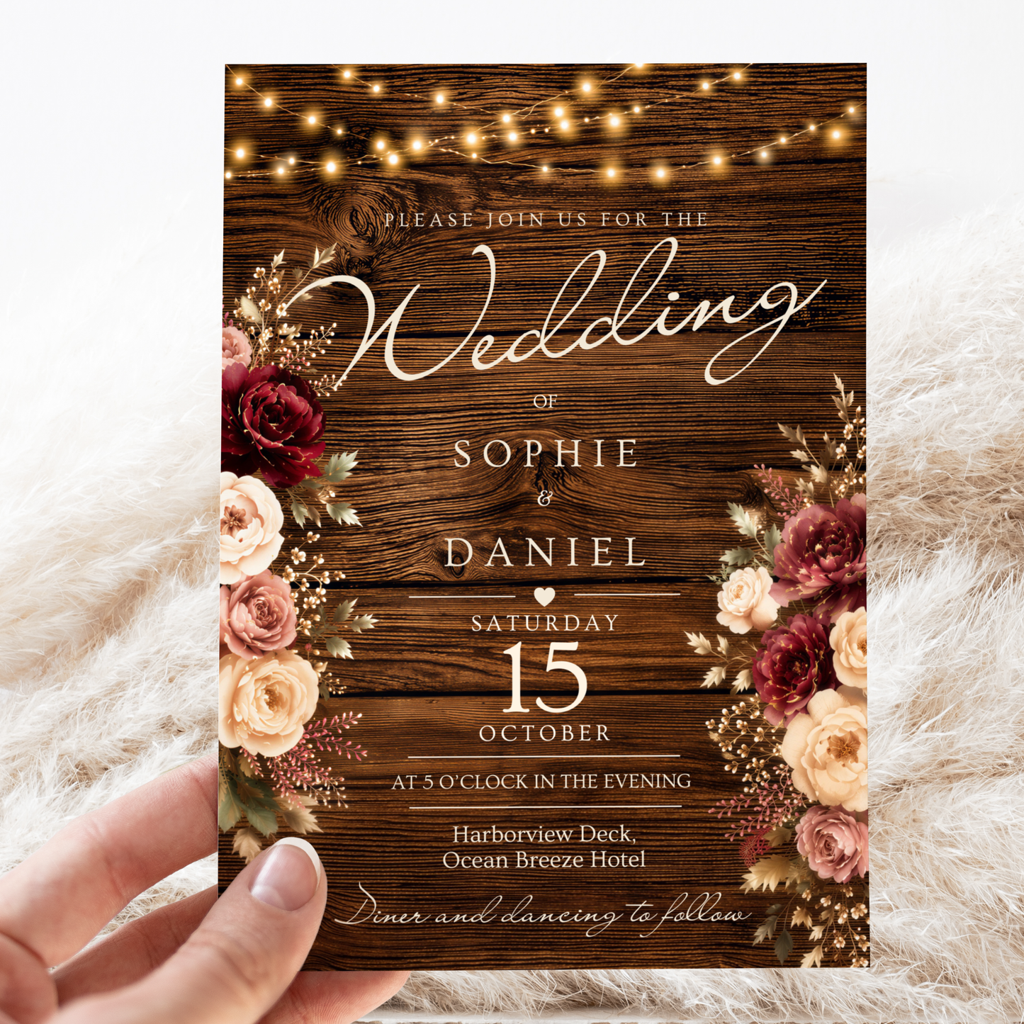 Rustic Floral Wedding Invitation