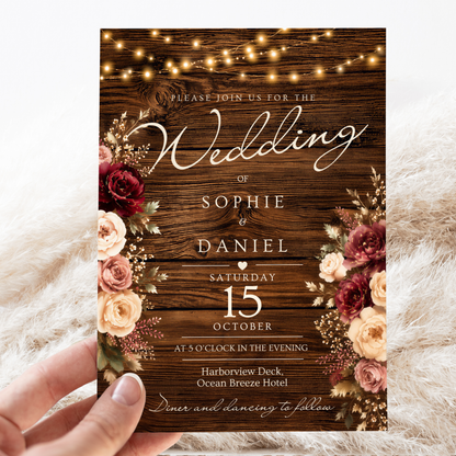 Rustic Floral Wedding Invitation