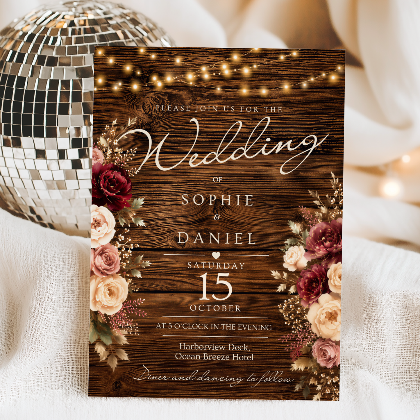 Rustic Floral Wedding Invitation