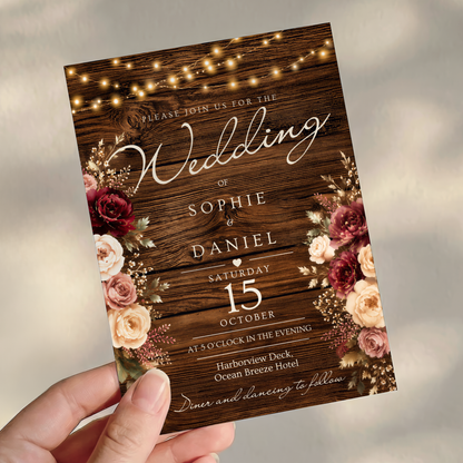 Rustic Floral Wedding Invitation