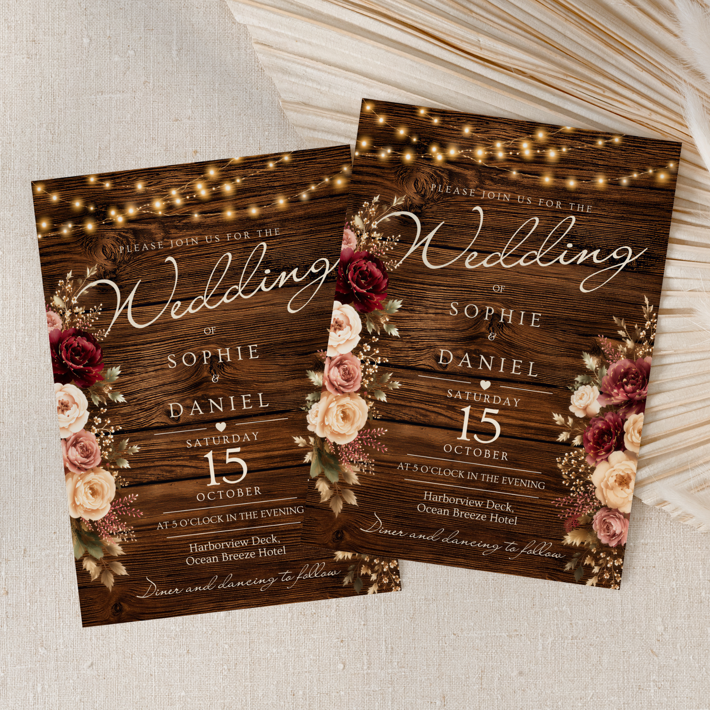 Rustic Floral Wedding Invitation