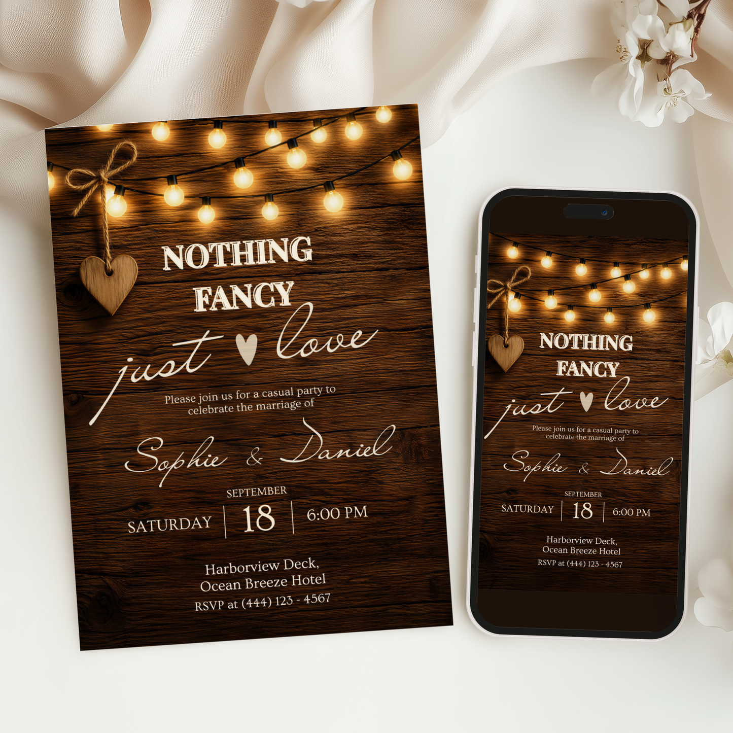 Brown Rustic Wedding Invitation