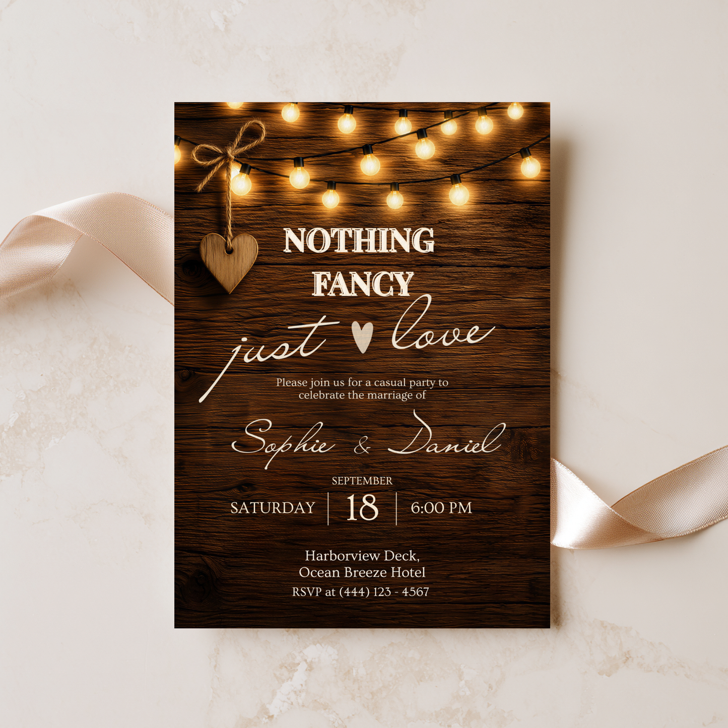Brown Rustic Wedding Invitation